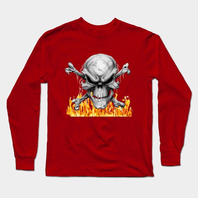 Fire skull. Long Sleeve T-Shirt by MIXOshop